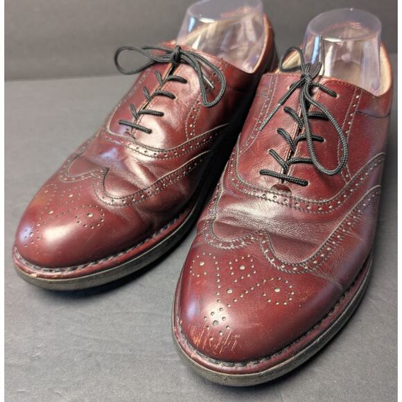 Rockport DresSports Burgundy Wingtip Oxfords MENS SIZE 8W Leather Vibram Sole - Picture 1 of 9